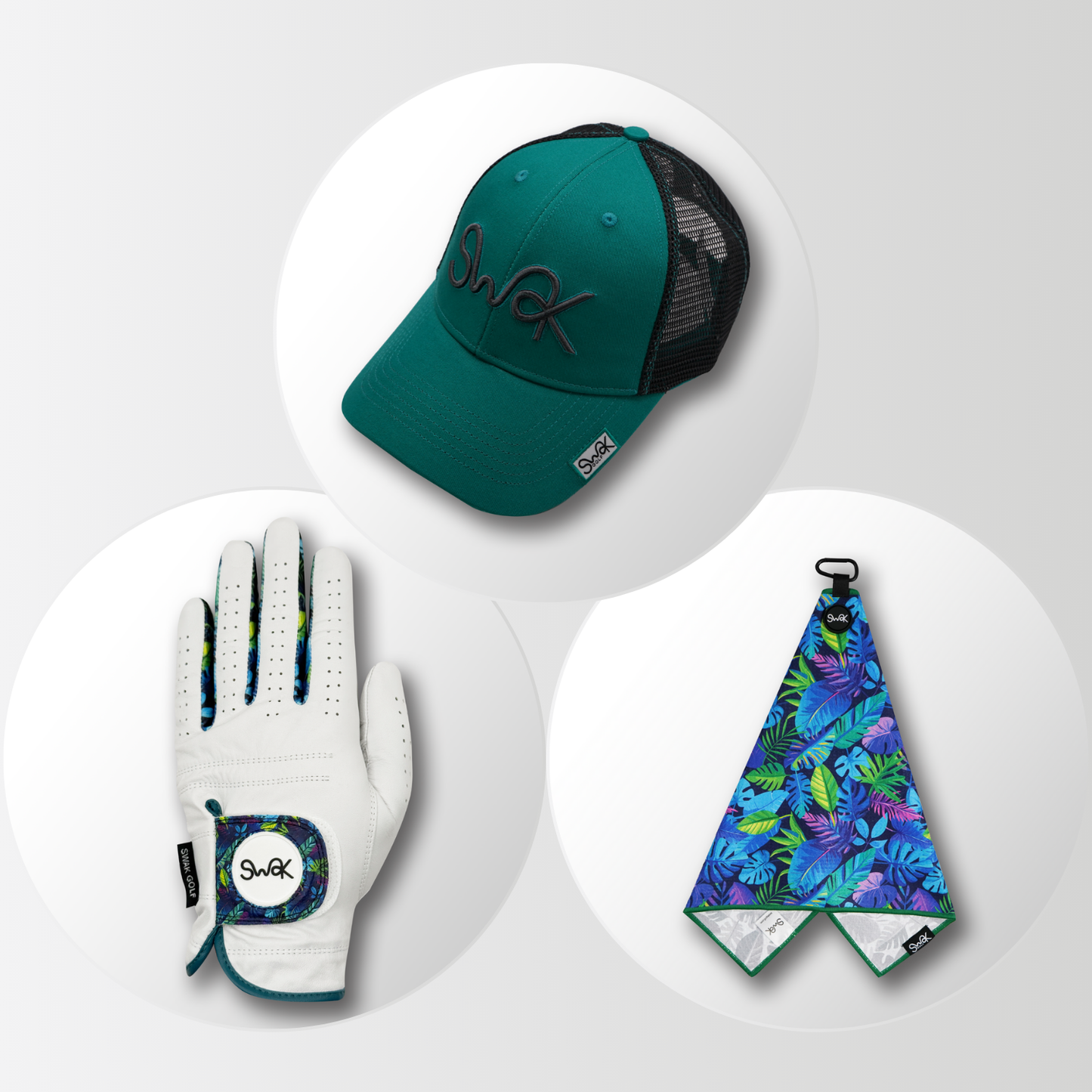 Green Leaves Hat, Glove & Towel (Bundle)