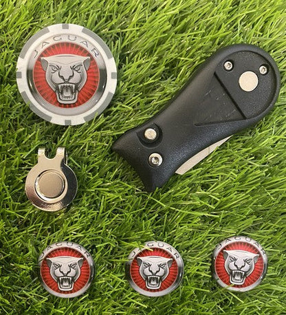 Jaguar Pitchfork Poker chip Magnetic Hat Clip With 3 Jaguar Markers
