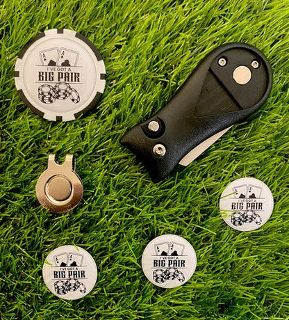 I’ve Got A Big Pair Pitchfork and Golf Hat Clip 3 Markers And Poker chip