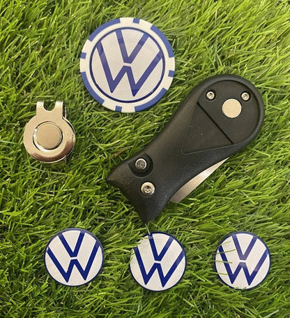 Volkswagen Flick Pitchfork , Golf  Hat Clip and 3 VW Markers And Poker chip