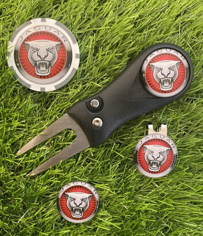 Jaguar Pitchfork Poker chip Magnetic Hat Clip With 3 Jaguar Markers