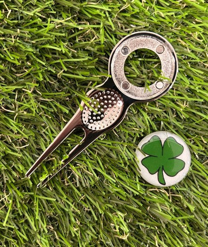 4 LEAF CLOVER GOLF BALL MARKER AND PITCH REPAIR TOOL