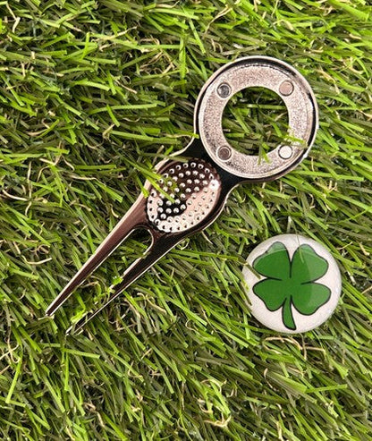 4 LEAF CLOVER GOLF BALL MARKER AND PITCH REPAIR TOOL