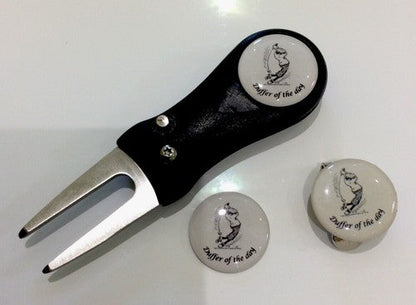 Golf Pitchfork Magnetic Hat Clip With Duffer OF The Day Markers