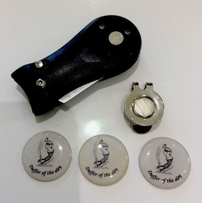 Golf Pitchfork Magnetic Hat Clip With Duffer OF The Day Markers