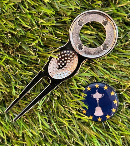 European  METAL GOLF BALL MARKER AND PITCH REPAIR TOOL