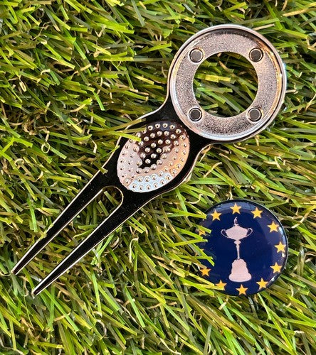 European  METAL GOLF BALL MARKER AND PITCH REPAIR TOOL