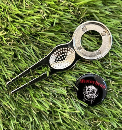 MOTORHEAD METAL GOLF BALL MARKER AND PITCH REPAIR TOOL