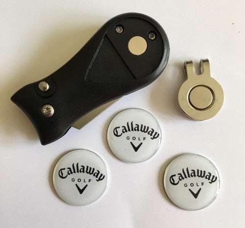 Golf Switchblade Pitchhfork Magnetic Hat Clip With 3 Callaway Markers