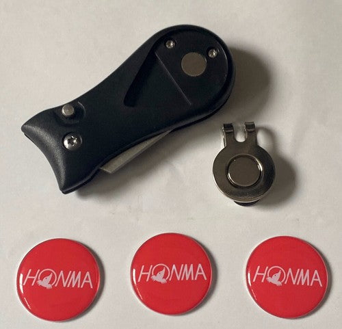 Honma Golf  Pitchfork Magnetic Hat Clip With 3 Honma Markers
