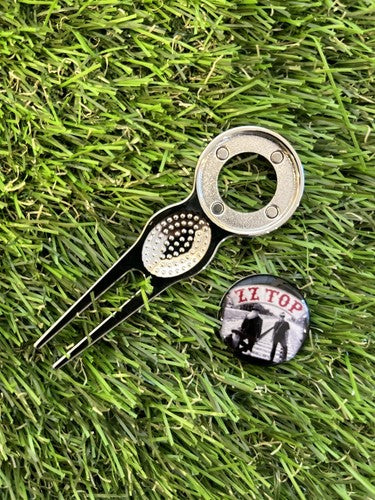 ZZ TOP METAL GOLF BALL MARKER AND PITCH REPAIR TOOL