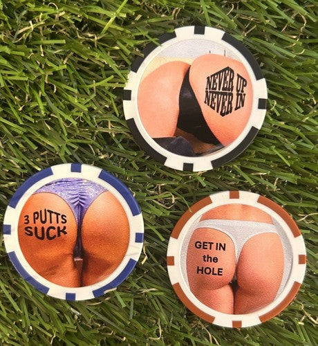 3 X Sexy Magnetic Clay Poker Chips - Golf Ball Markers