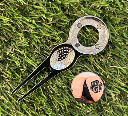 Never up never in Sexy  GOLF BALL MARKER AND PITCH REPAIR TOOL