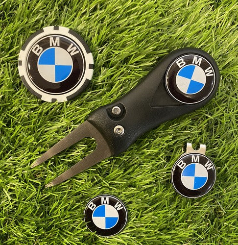 BMW Pitchfork Poker chip Magnetic Hat Clip With 3 BMW Markers