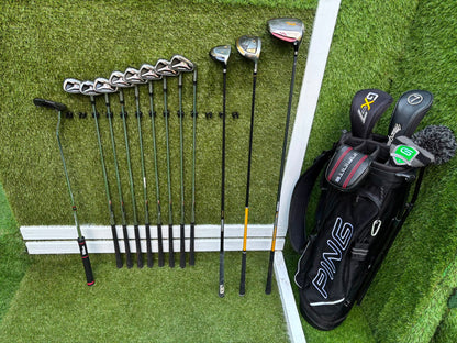 TaylorMade Irons, Cleveland Driver, GX-7 Wood, MacGregor 7 Wood, Wilson Putter & Ping Stand Bag