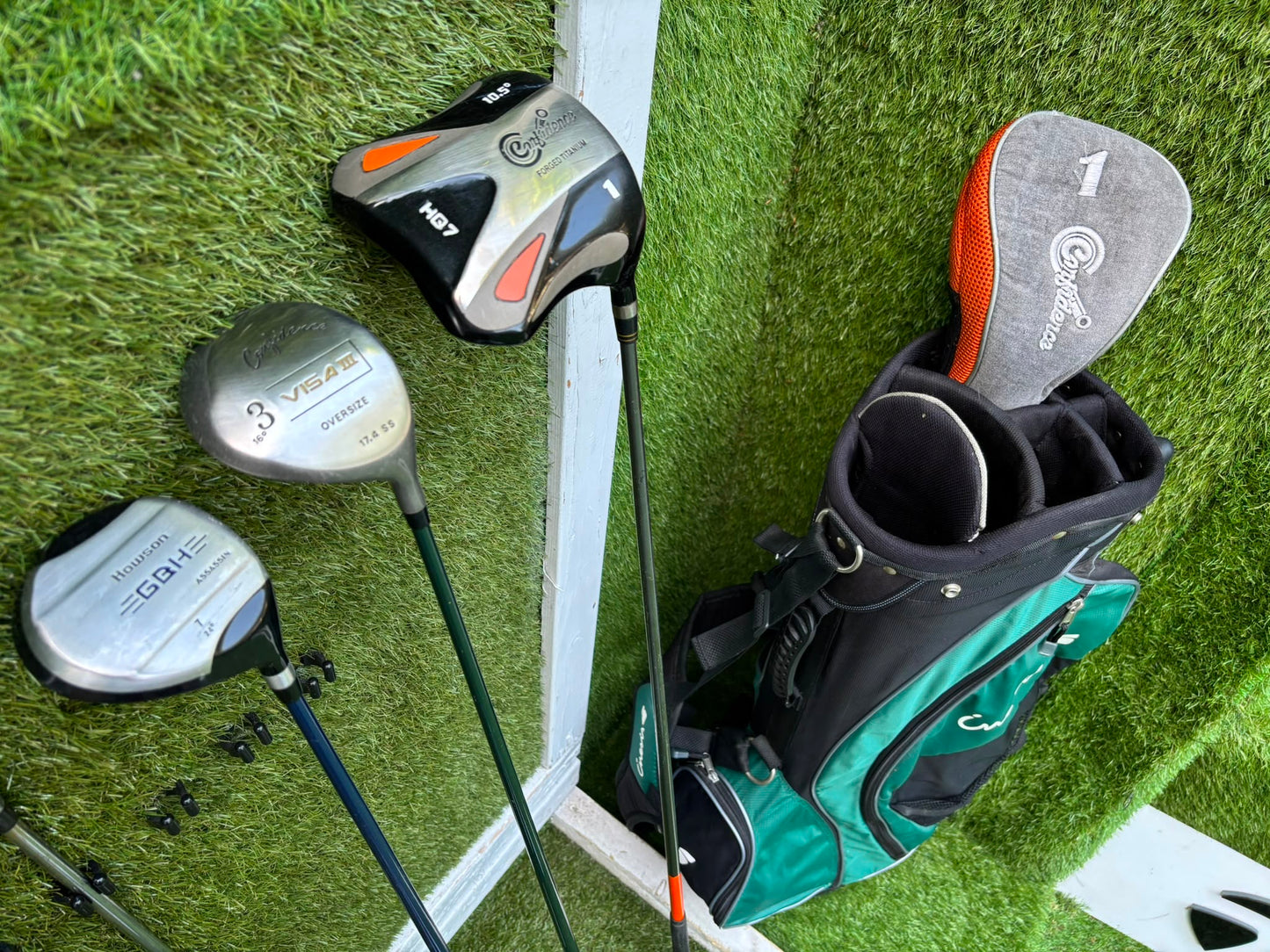 Titleist DCI Irons, Titleist DCI Sand Wedge, Confidence Woods & Inesis Stand Bag