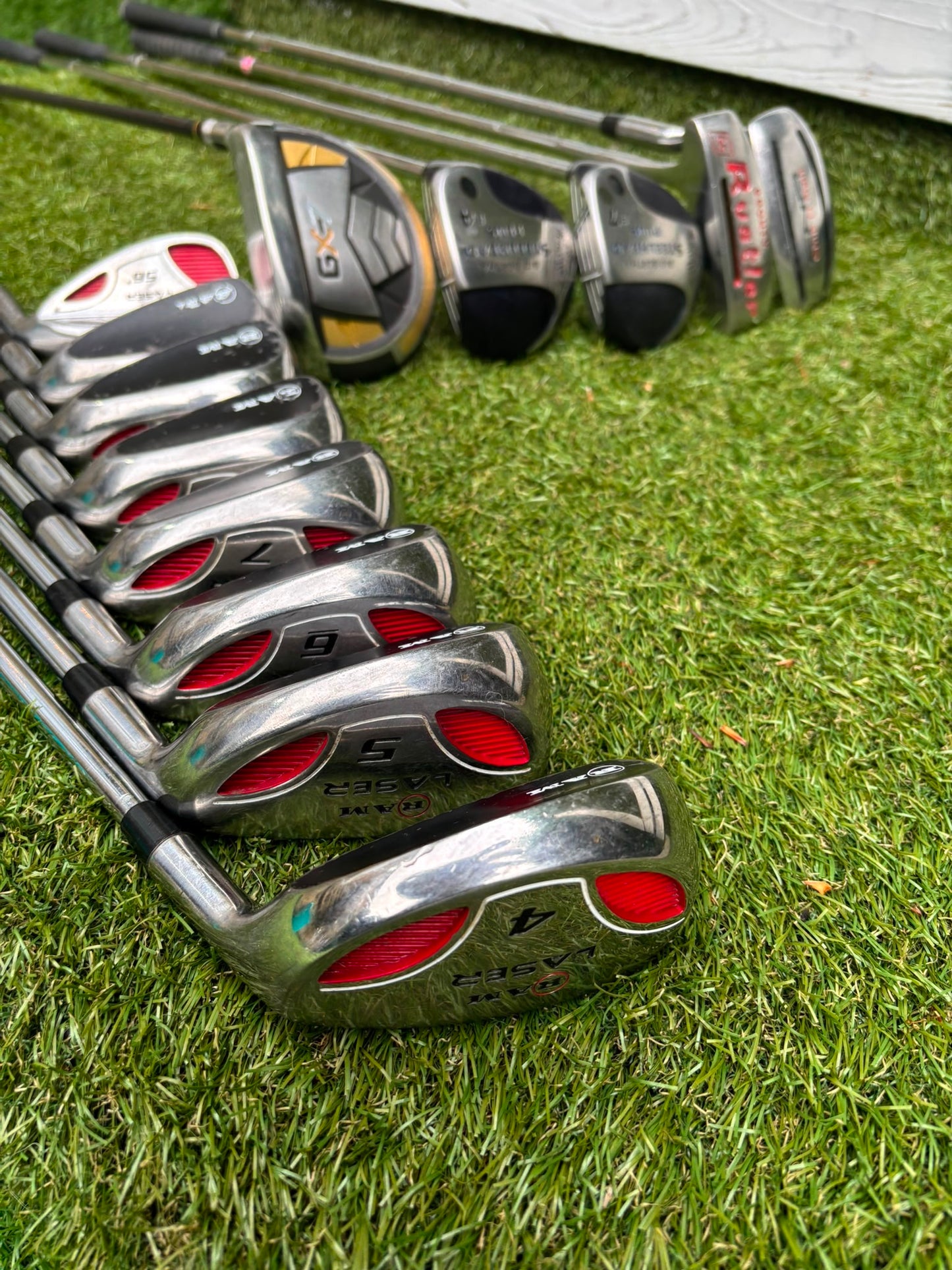 RAM Laser Hybrid Iron Set with GX7 Driver Wood, Steelhead Plus Woods & Powakaddy Bag