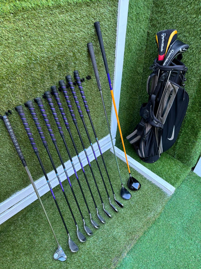 John Letters Graphite Irons, TaylorMade Driver, TaylorMade r7 Wood, EZROLL Putter & Nike Stand Bag
