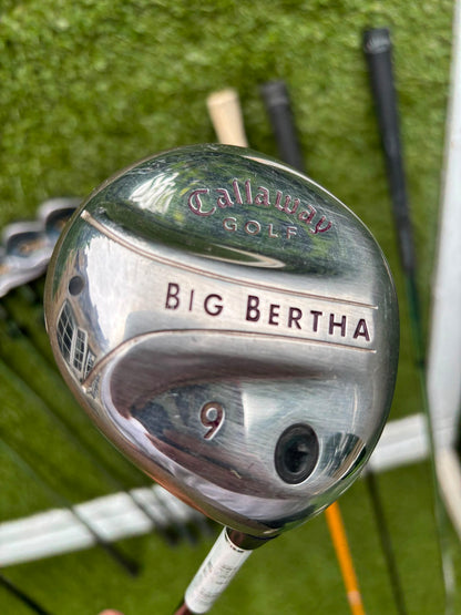 Callaway Big Bertha Woods, Spalding Cannon Irons (5–PW), Tad Moore Wedge & Caddymatic Cart Bag