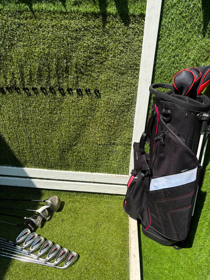 Wilson Deep Red Irons, TaylorMade Burner 3.0 Fairway Wood, Wilson Driver & Brand New Stand Bag