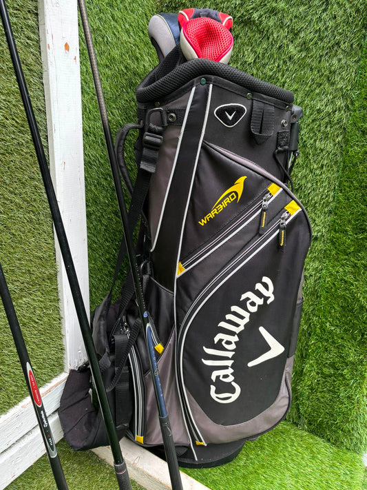 Nike Ignite Dymo² Driver, Spalding Cannon Irons (3–9, SW), TaylorMade Rescue & Rossa Putter | Callaway Stand Bag