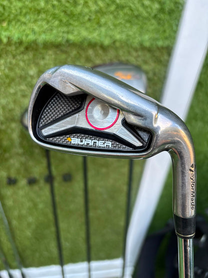 TaylorMade Irons, Cleveland Driver, GX-7 Wood, MacGregor 7 Wood, Wilson Putter & Ping Stand Bag