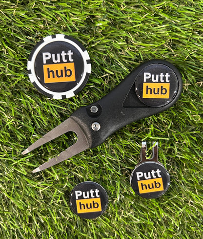 Golf plastic Pitchfork Magnetic Hat Clip With Putt Hub Markers And Poker chip
