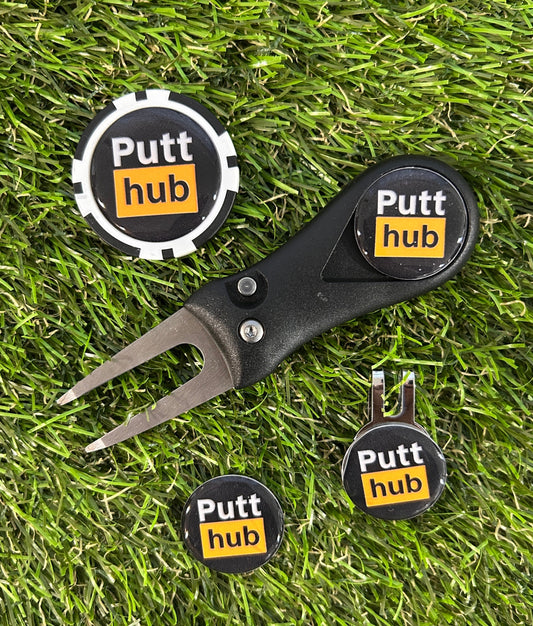 Golf plastic Pitchfork Magnetic Hat Clip With Putt Hub Markers And Poker chip