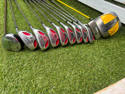 RAM Laser Hybrid Irons, Nike SQ Sumo² Driver, Cobra SZ Fairway Wood, Slazenger V Series Putter & Wilson Tour RX Stand Bag