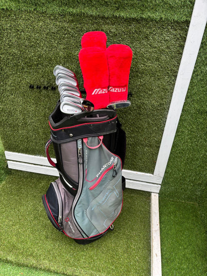 Maxfli Revolution Irons 3-PW + Mizuno Zoid Woods + Sun Mountain Cart Bag