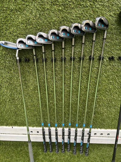 Dunlop 65i Irons + Gullwing Woods + Benross Hybrid + TaylorMade Cart Bag – 13-Club Golf Set