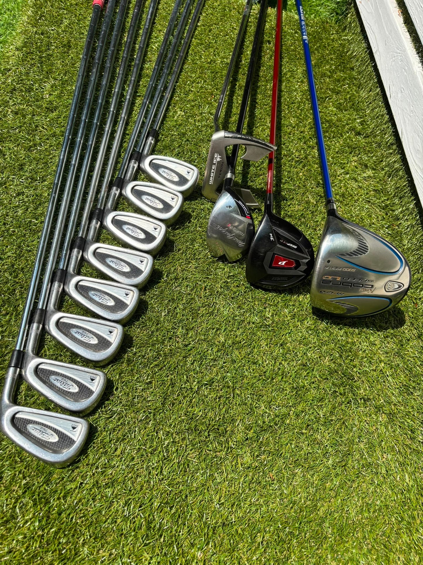 Titleist DCI 762 Irons, Cobra Driver, Odyssey White Ice Teron & Titleist Stars & Stripes Cart Bag