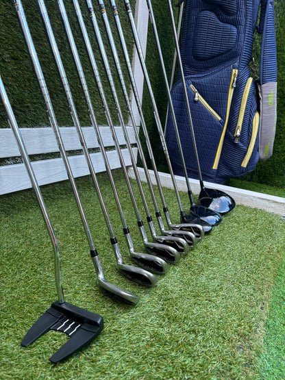 Callaway Irons, Wilson D9 Driver, Callaway Paradym X 3 Wood, Callaway X Hybrid, Wilson Infinite Putter & OUUL Premium Stand Bag