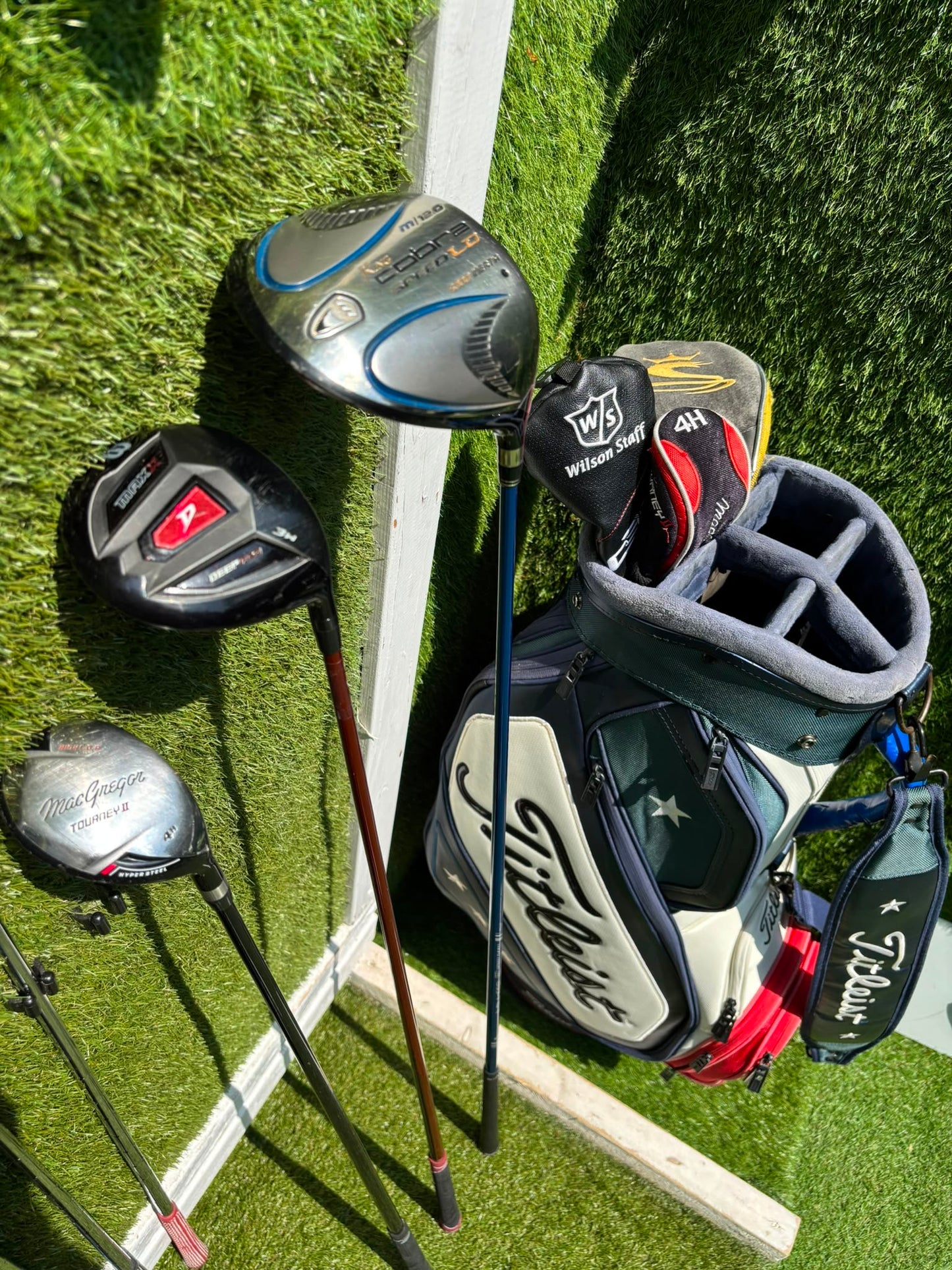 Titleist DCI 762 Irons, Cobra Driver, Odyssey White Ice Teron & Titleist Stars & Stripes Cart Bag