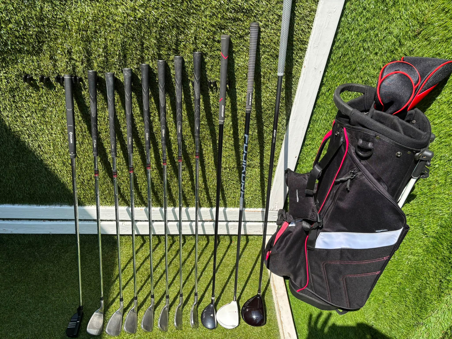 Wilson Deep Red Irons, TaylorMade Burner 3.0 Fairway Wood, Wilson Driver & Brand New Stand Bag