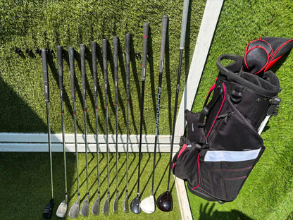 Wilson Deep Red Irons, TaylorMade Burner 3.0 Fairway Wood, Wilson Driver & Brand New Stand Bag