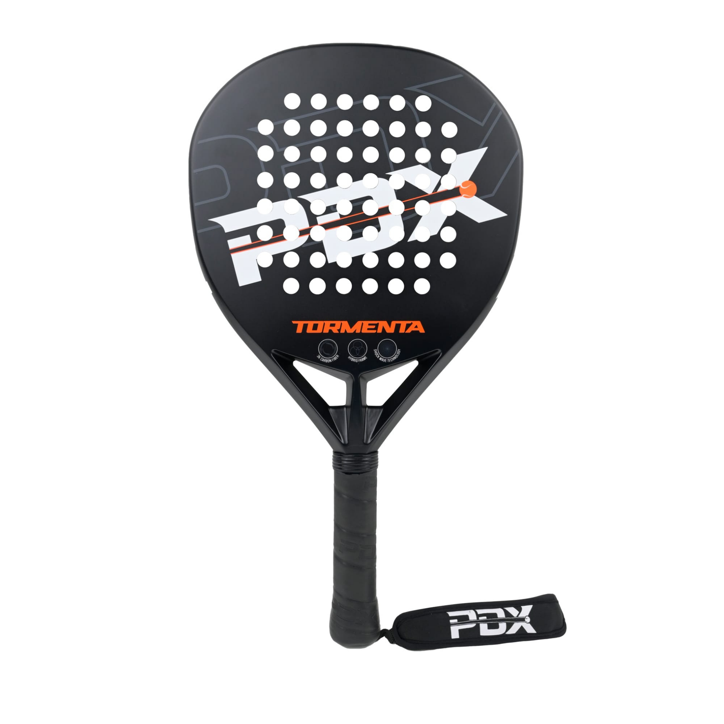 PDX Tormenta Intermediate Padel Racket | Complimentary Racket Carrier Bag | Full Carbon Fibre | 365g Diamond | Power