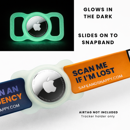 Glow-in-the-Dark AirTag Holder for Snap Bands, Kids Safe