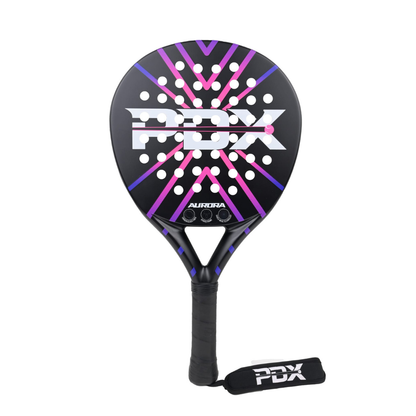 PDX Aurora Beginner Padel Racket Complimentary Racket Carrier Bag 30% Carbon 70% Fibreglass 355g Round | Control