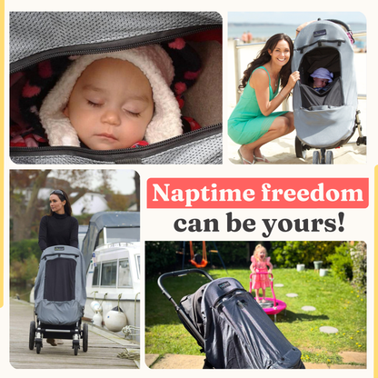 SnoozeShade Plus Deluxe: premium sun and sleep shade and insect net for buggies and pushchairs