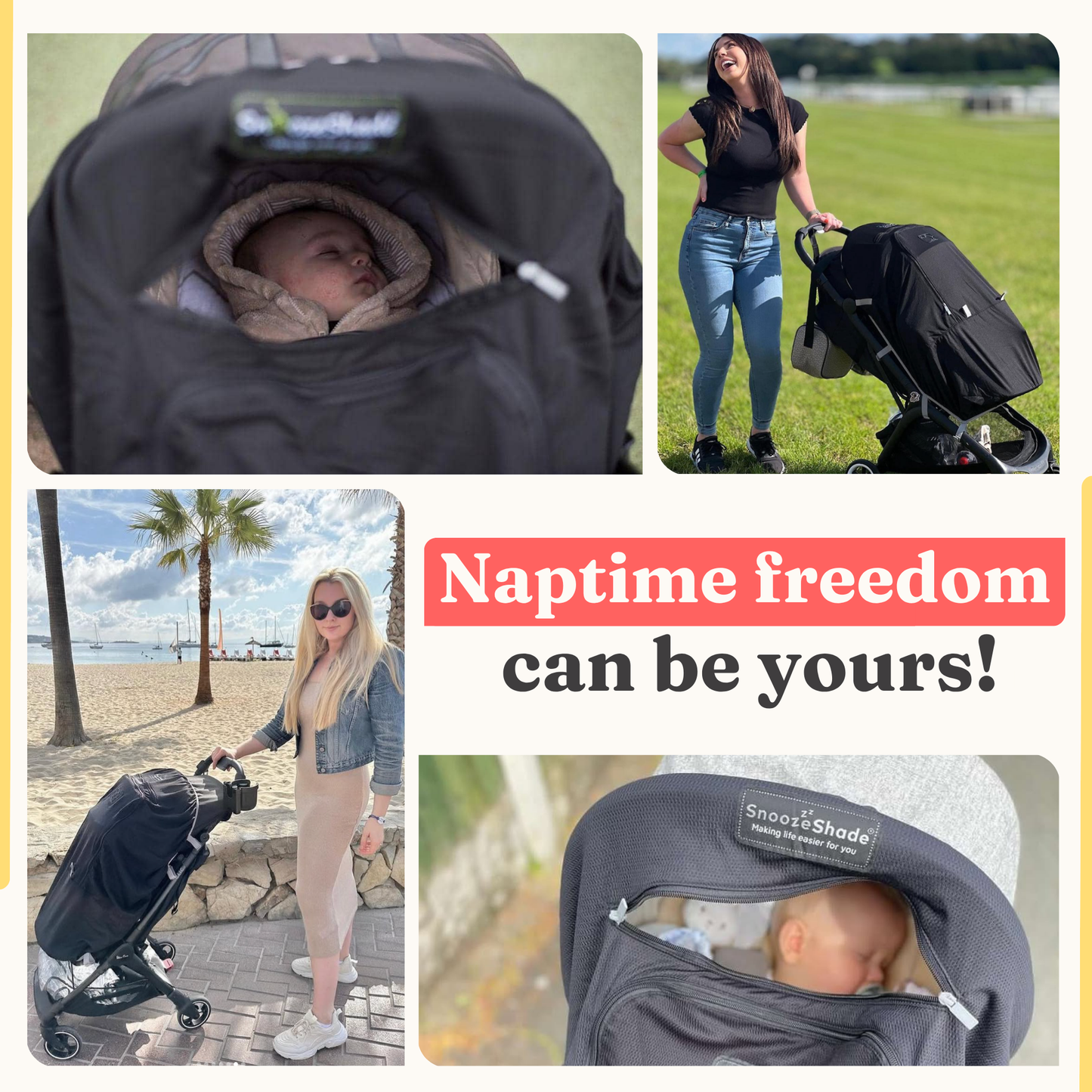 SnoozeShade Plus Extra: sun and sleep shade and insect net for buggies and pushchairs