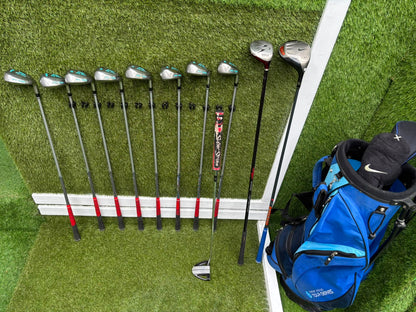 Slazenger Iron-Woods, Nike Driver, Wilson Fairway Wood, Voodoo Daddy Putter & Stand Bag