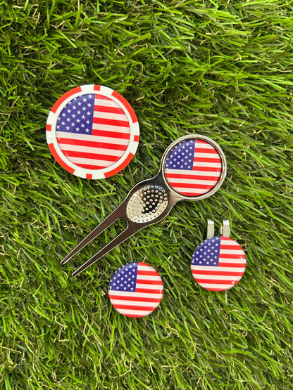 Flags of the World Traditional Pitchfork including 3 Flag markers and poker chip