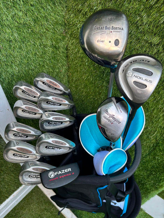 Wilson Matrix Irons 3-SW, Callaway Great Big Bertha Driver, Hybrid & Brand New Stand Bag