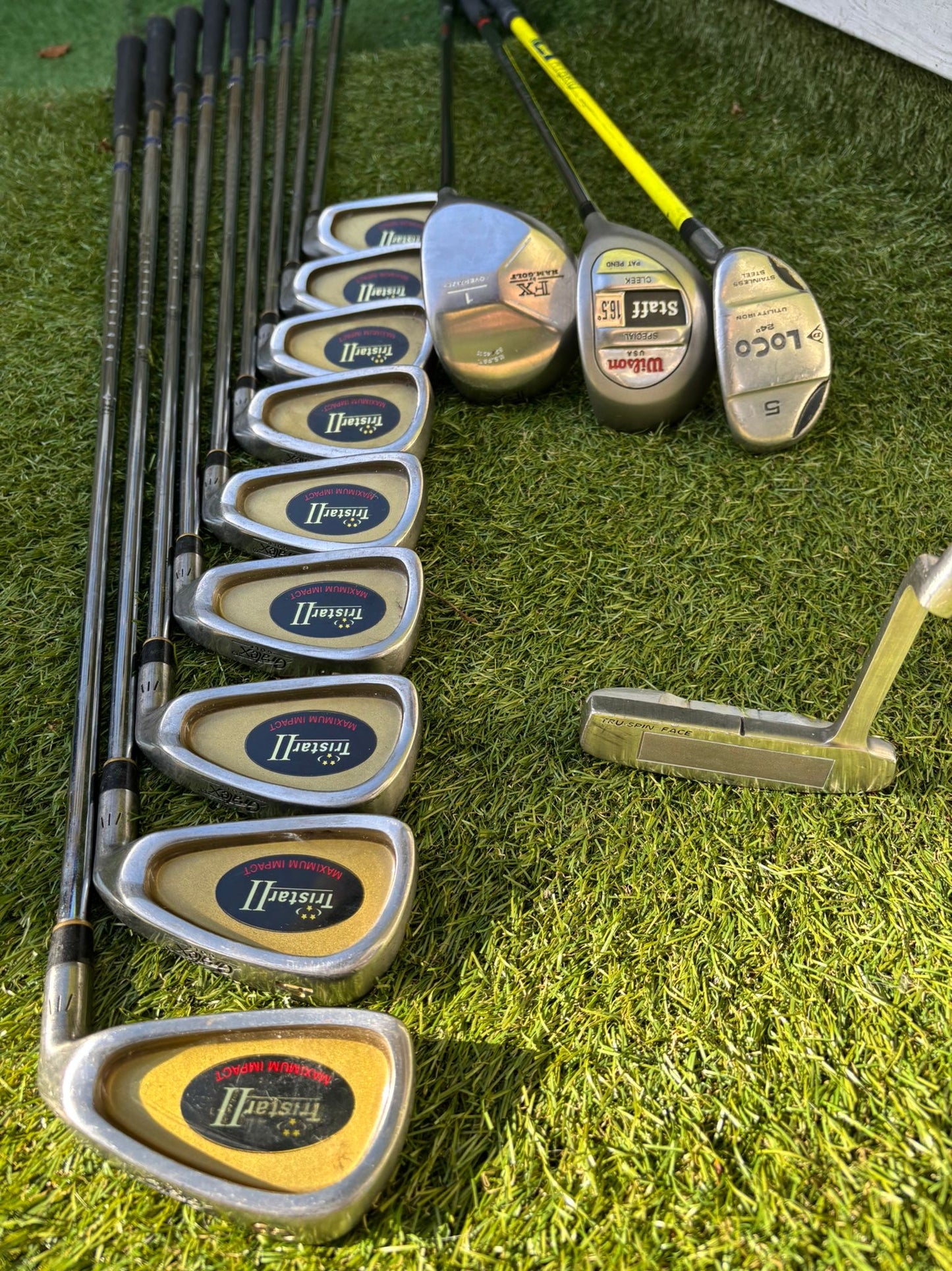 Tristar II 3–SW Irons + RAM FX Driver + Wilson Staff Cleek + Masters Stand Bag – 13 Clubs