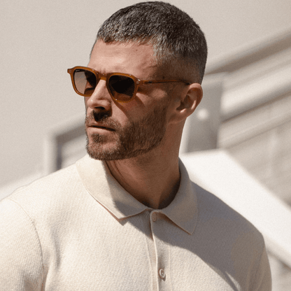 SILAS Polarized Square Sunglasses in Dune Brown by WMP Eyewear