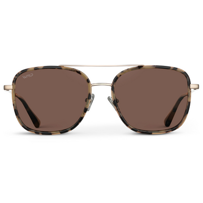 GIA Women's Square Oversized Aviator Sunglasses in Beige Tortoise by WMP Eyewear