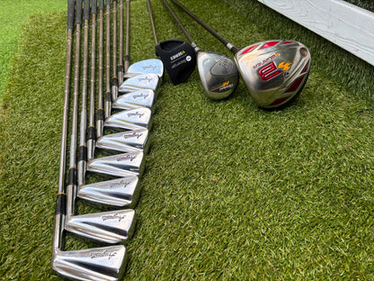 Wilson 3–SW Irons, TaylorMade Driver, Cleveland Fairway, Slazenger Putter & Titleist Cart Bag