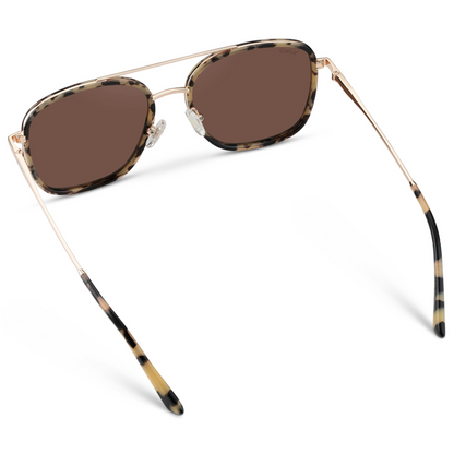 GIA Women's Square Oversized Aviator Sunglasses in Beige Tortoise by WMP Eyewear