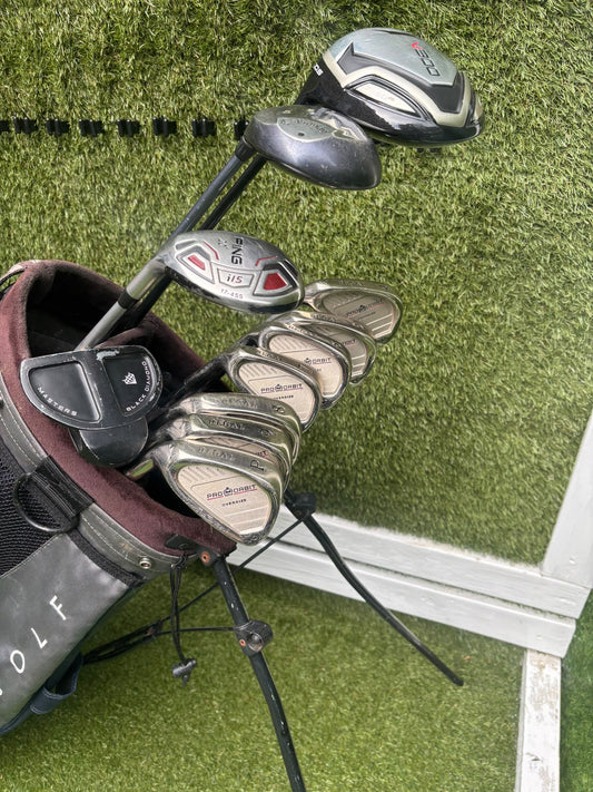 Left-Handed Complete Golf Set – Regal Pro Orbit Irons, PING i15 Hybrid, Callaway Steelhead III & Nike Stand Bag